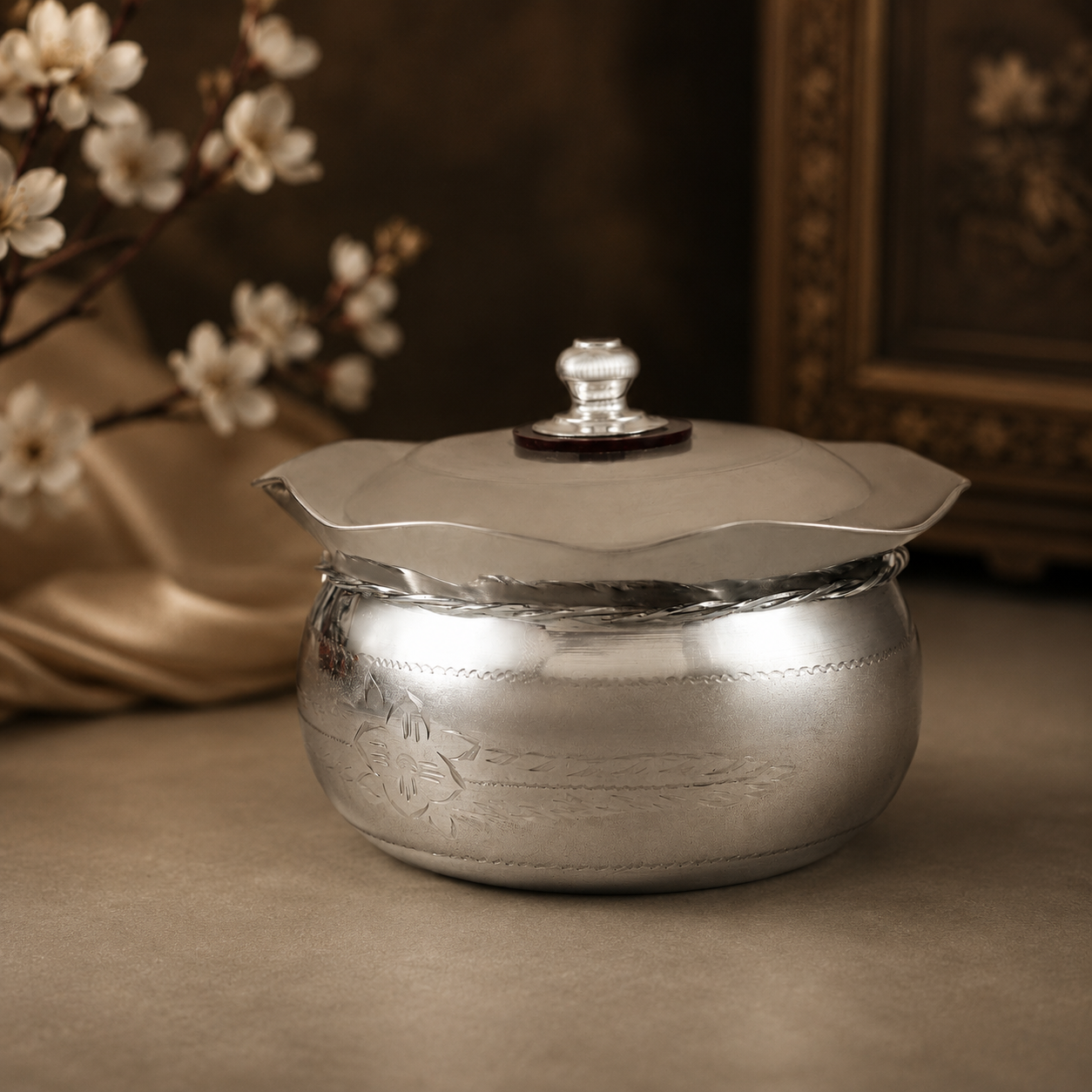 Wave Rim Silver Pot Bowl