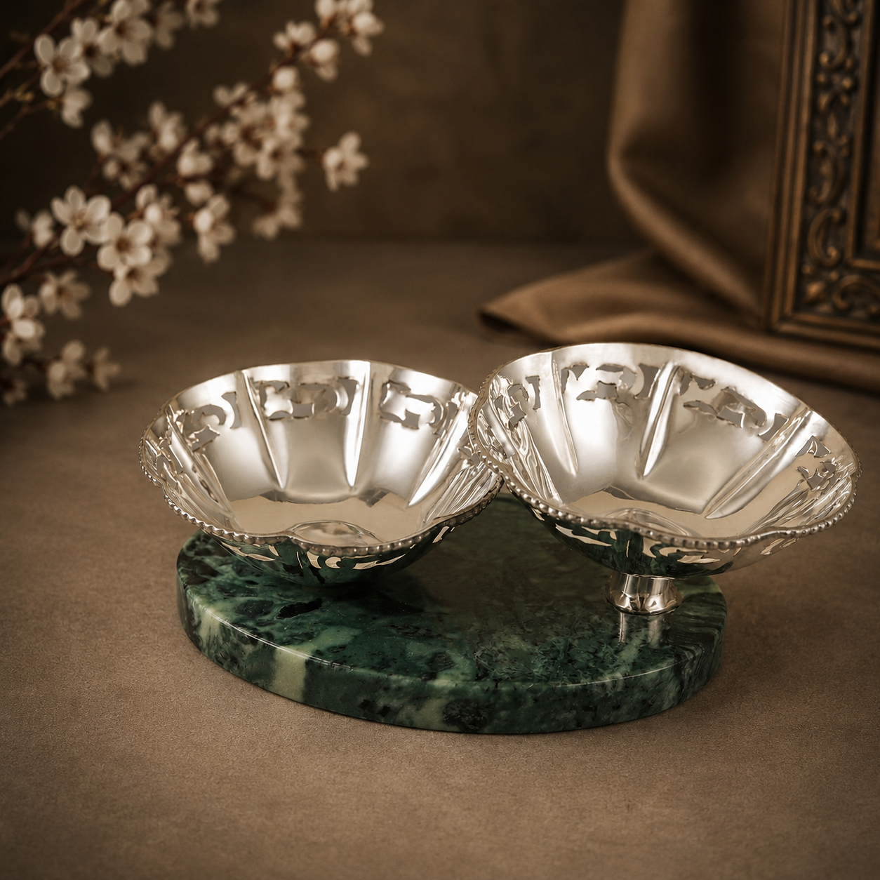 Dual Marble Silver Bowl