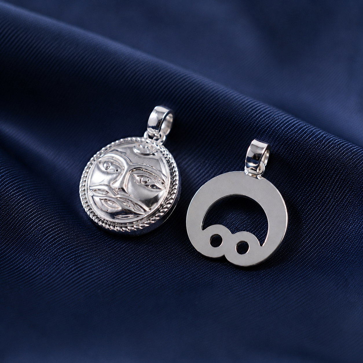 Moon Face Baby Silver Pendant Set
