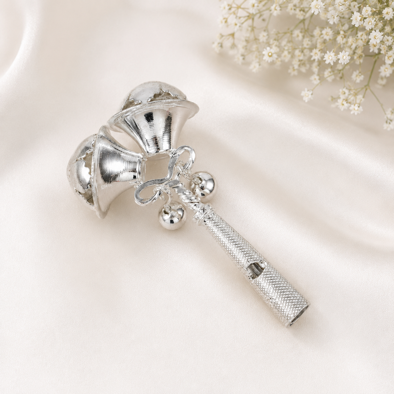 Arhan Dual Bells Silver Baby Rattle