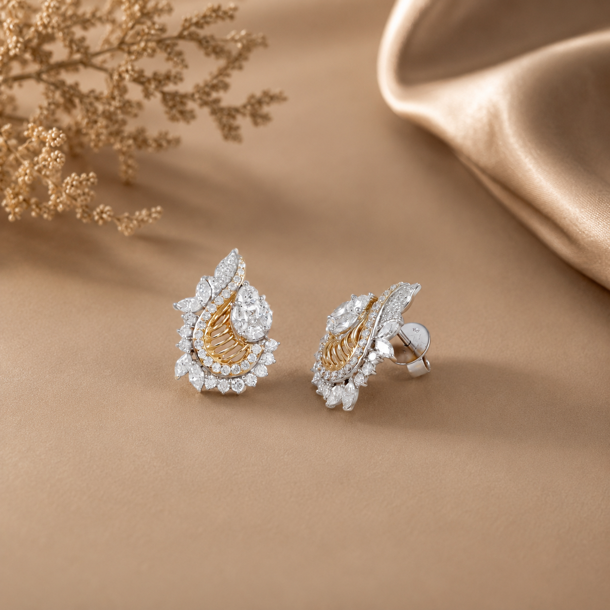 Aarinya Feather Diamond Studs