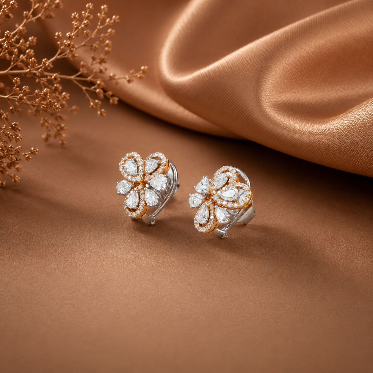 Roselle Bloom Diamond Earrings