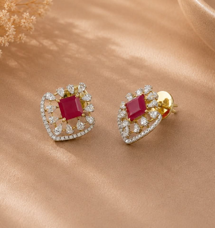 Ruby Royale Diamond Earrings
