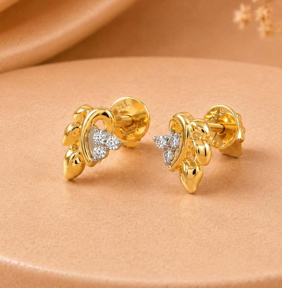 Golden Fern Diamond Earrings