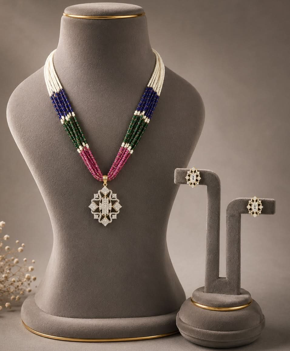 Rangriti Diamond Pendant Set