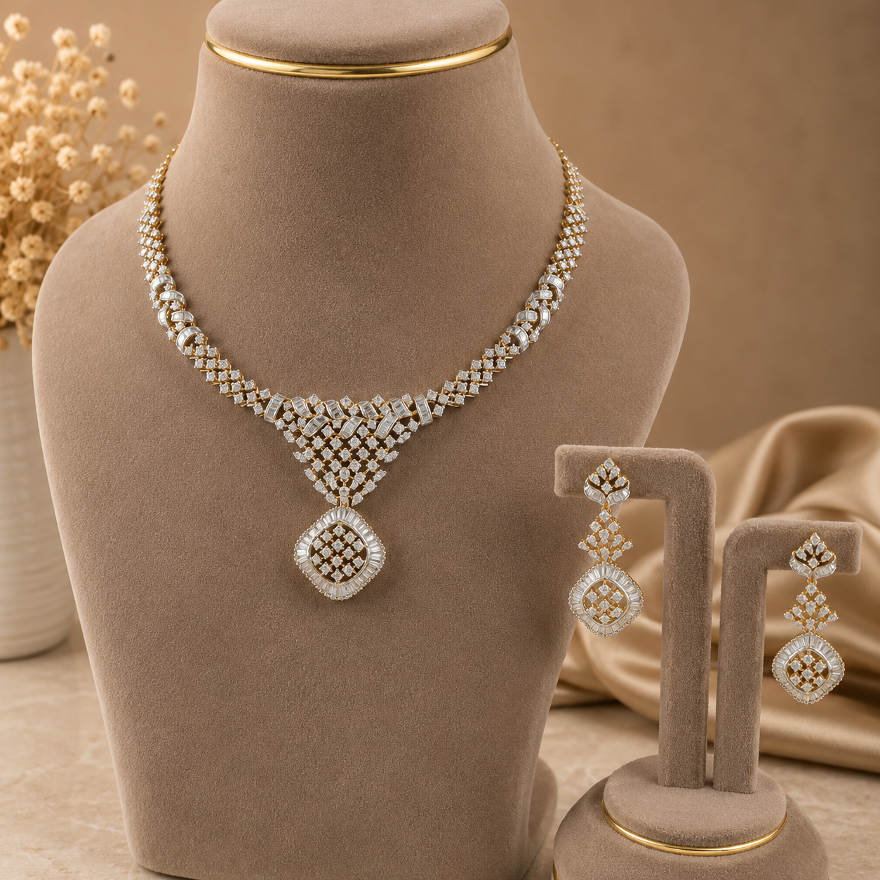 Vihana Sparkle Diamond Necklace Set