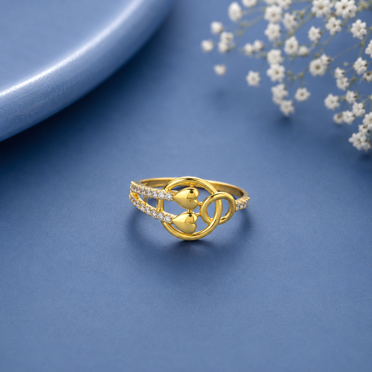 Aadhira Floral Lattice Grace Gold Ring