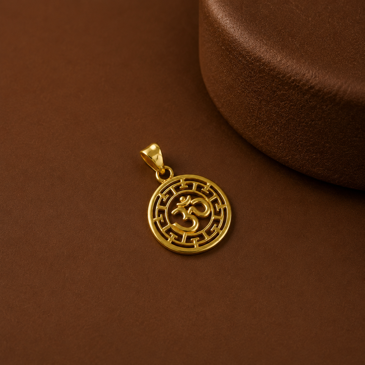 Circular Geometric Om Gold Pendant