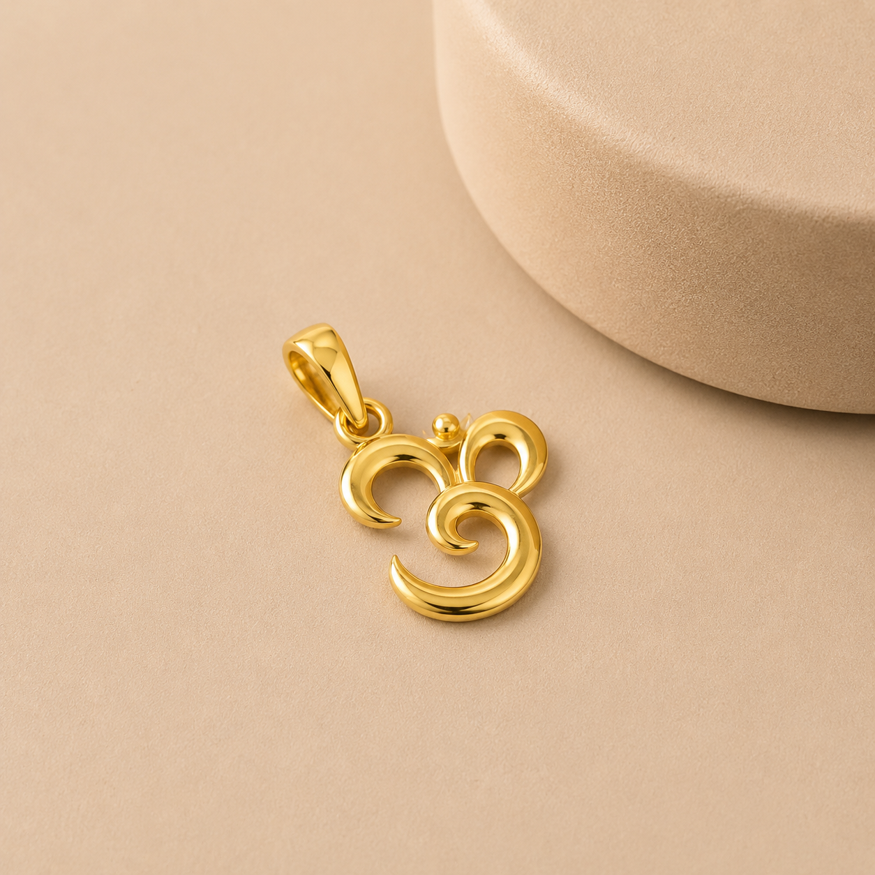 Modern Fluid Om Gold Pendant For Him