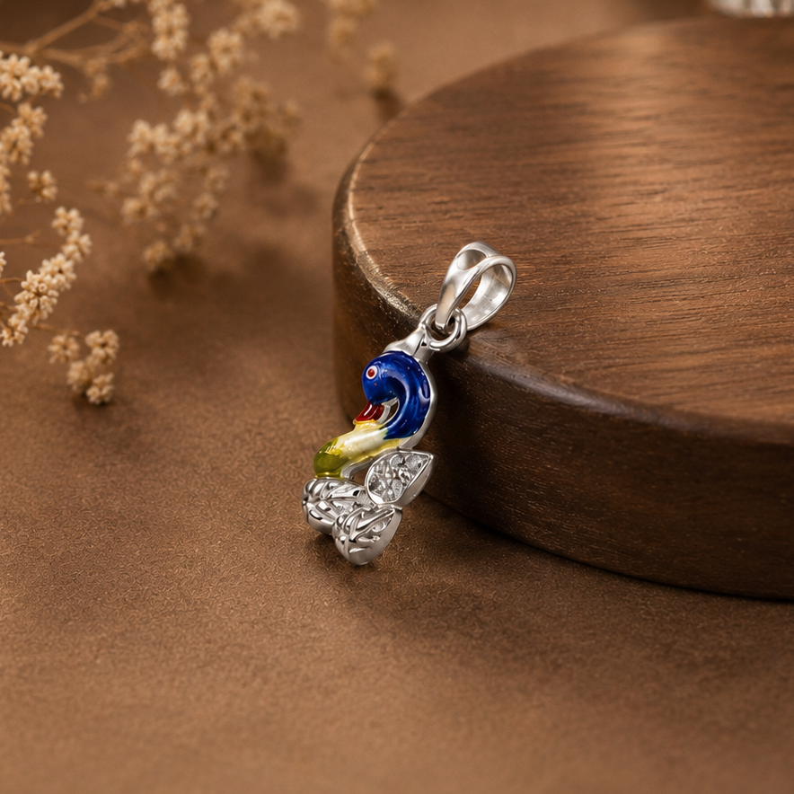 Peacock Charm Silver Pendant