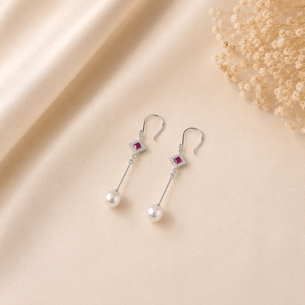 Eternal Pearl Drops Silver Earrings
