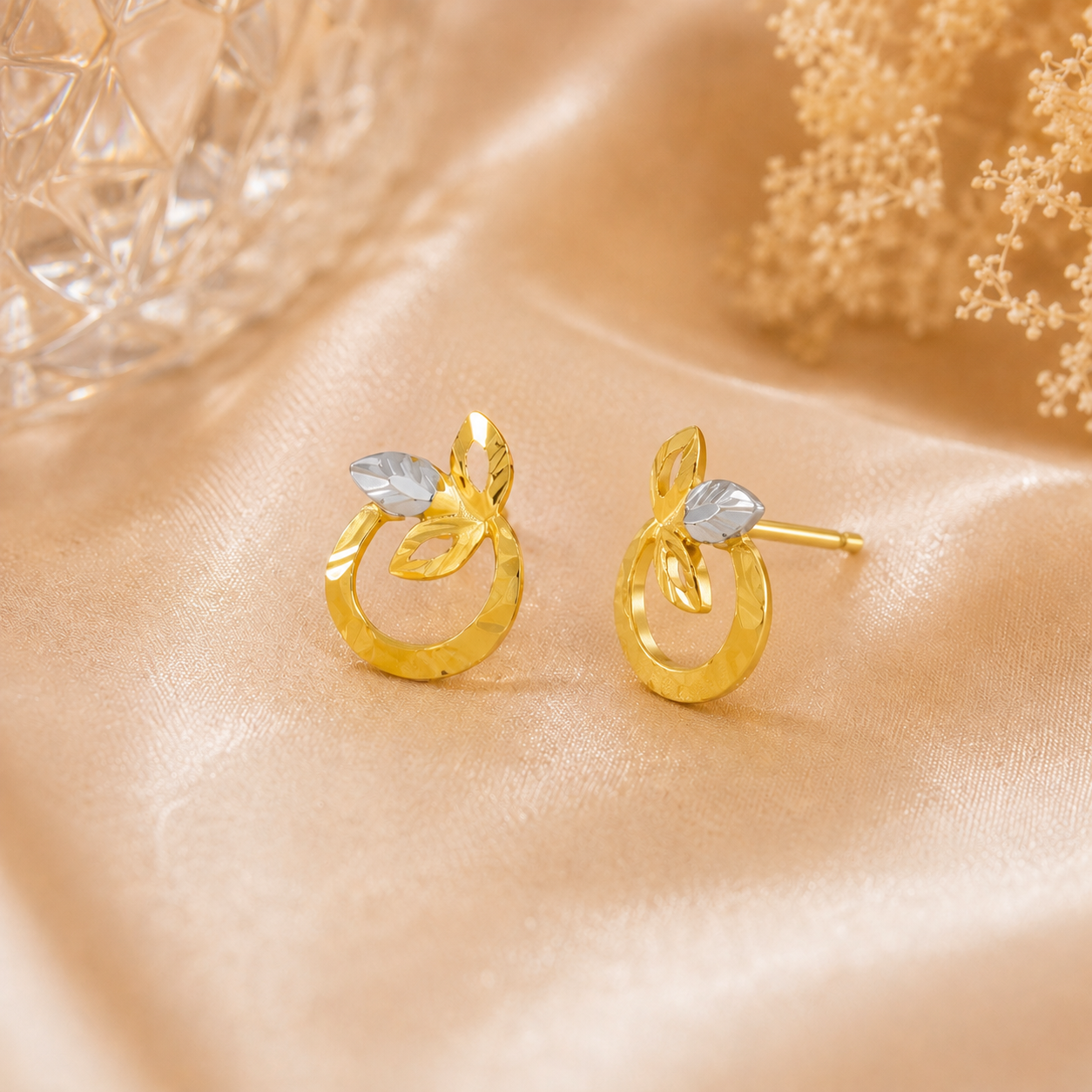 Yuvika Leafy Charm Gold Earrings