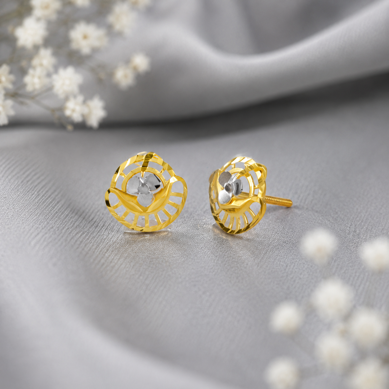 Trisha Elegant Clover Gold Earrings