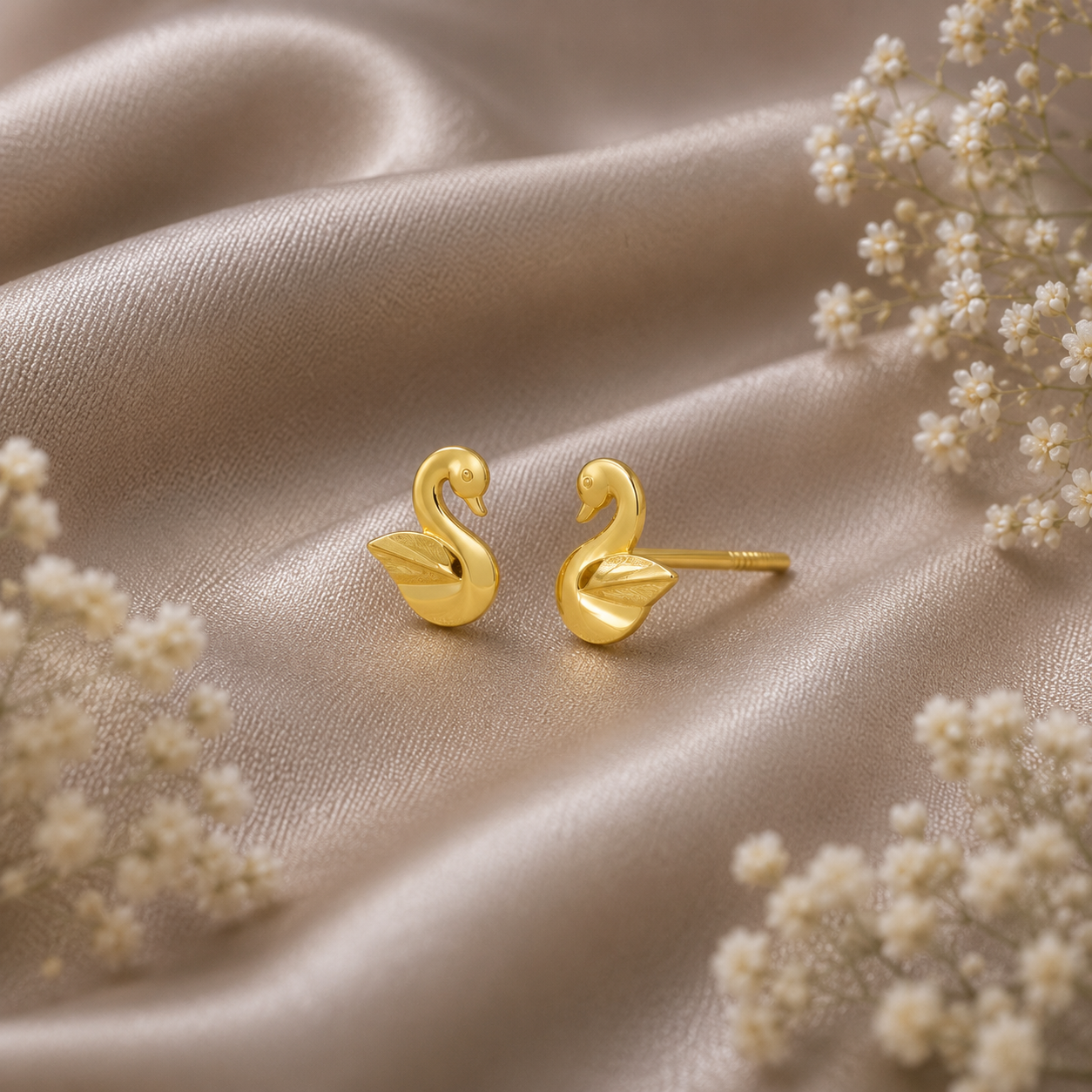 Kashvi Swan Elegance Gold Earrings