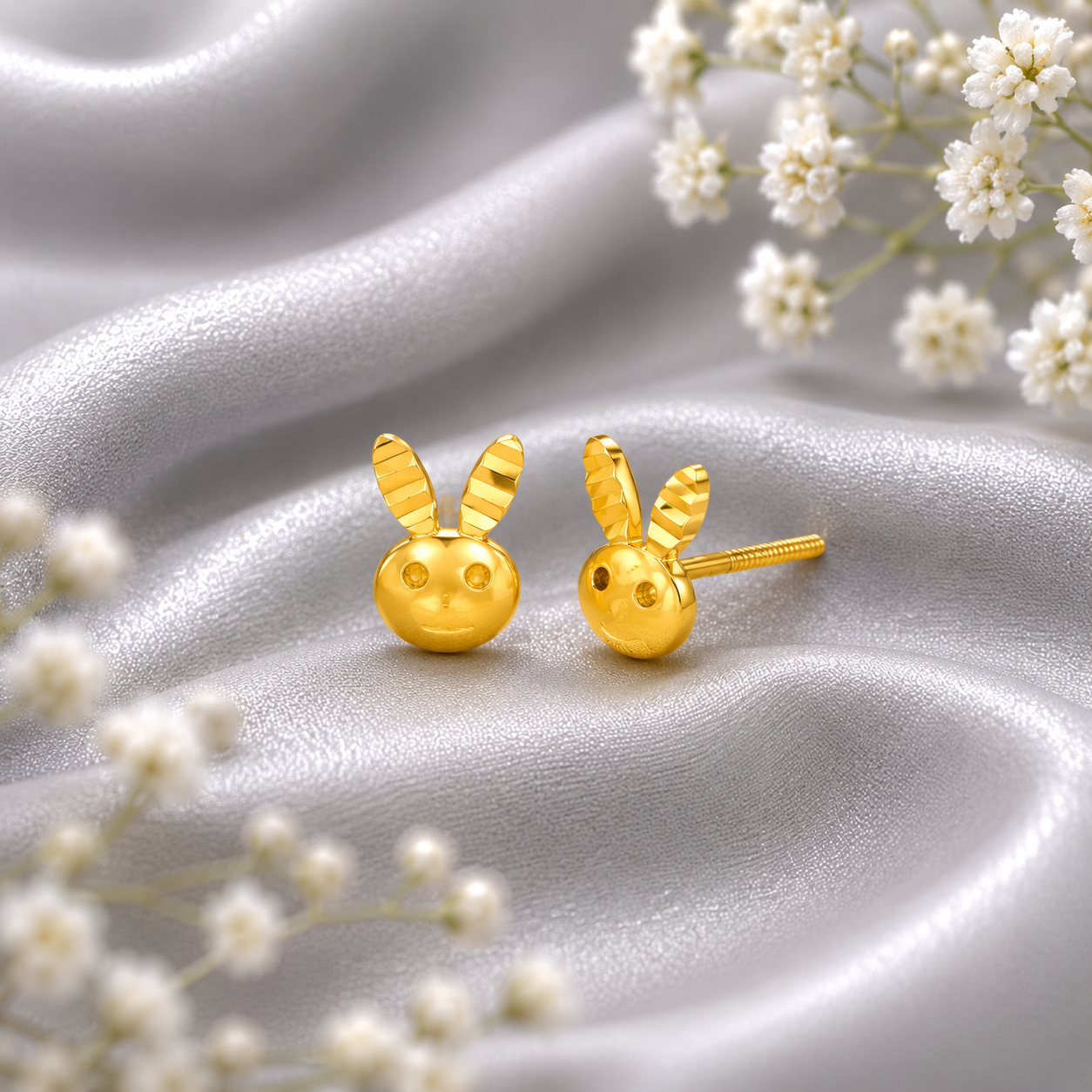 Kiara Bunny Charm Gold Earrings