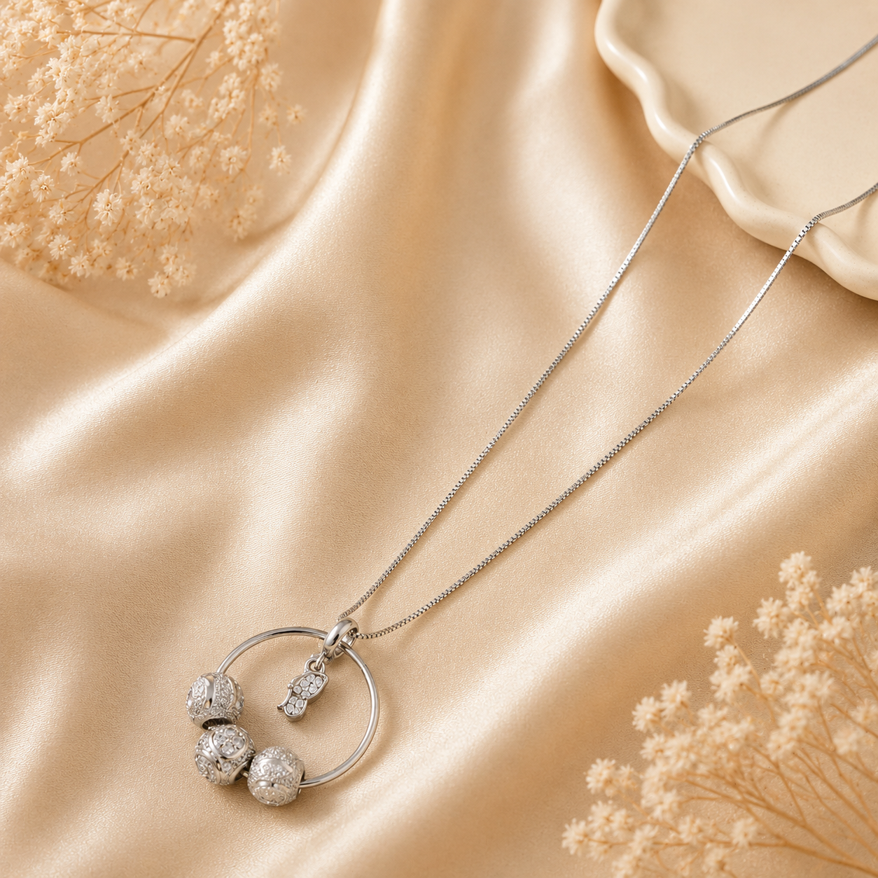 Charm Carrier Snake Silver Chain