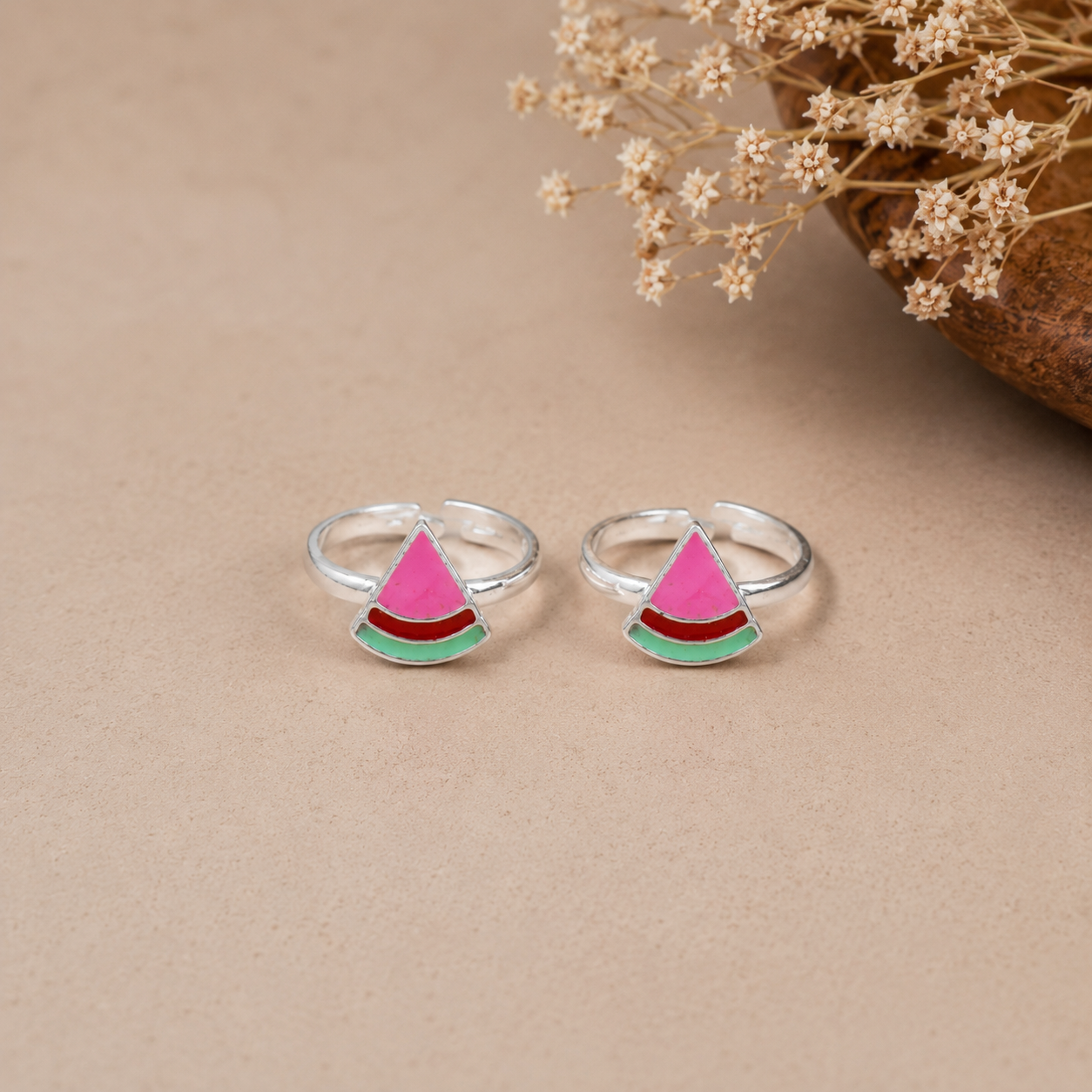 Summer Slice Silver Toe Rings