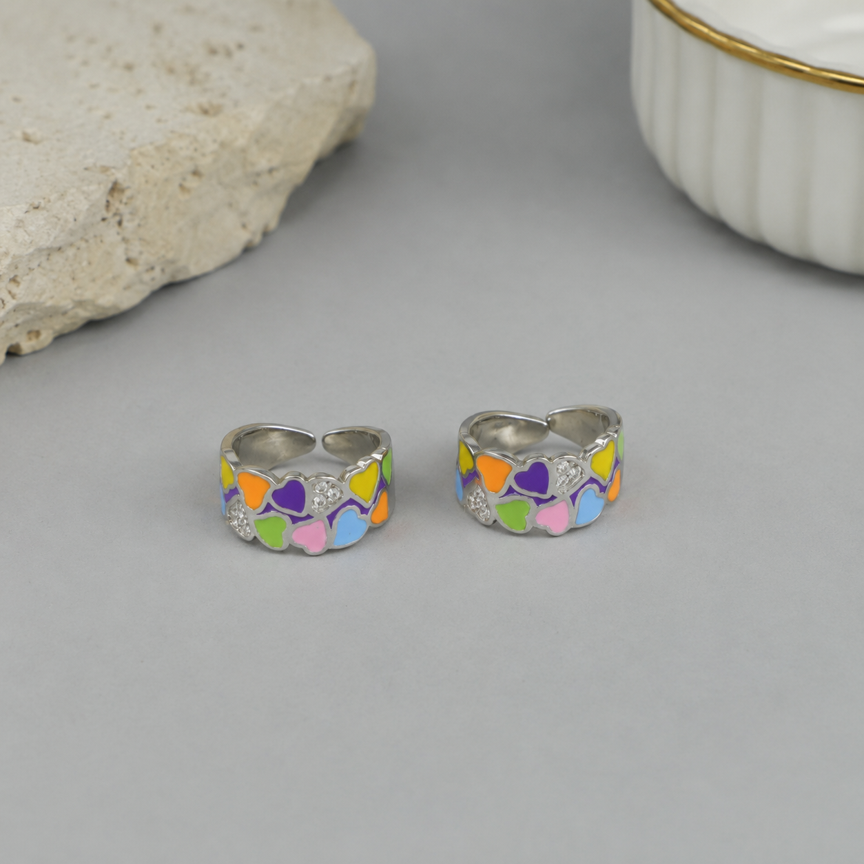 Zara Joyful Hearts Silver Toe Rings