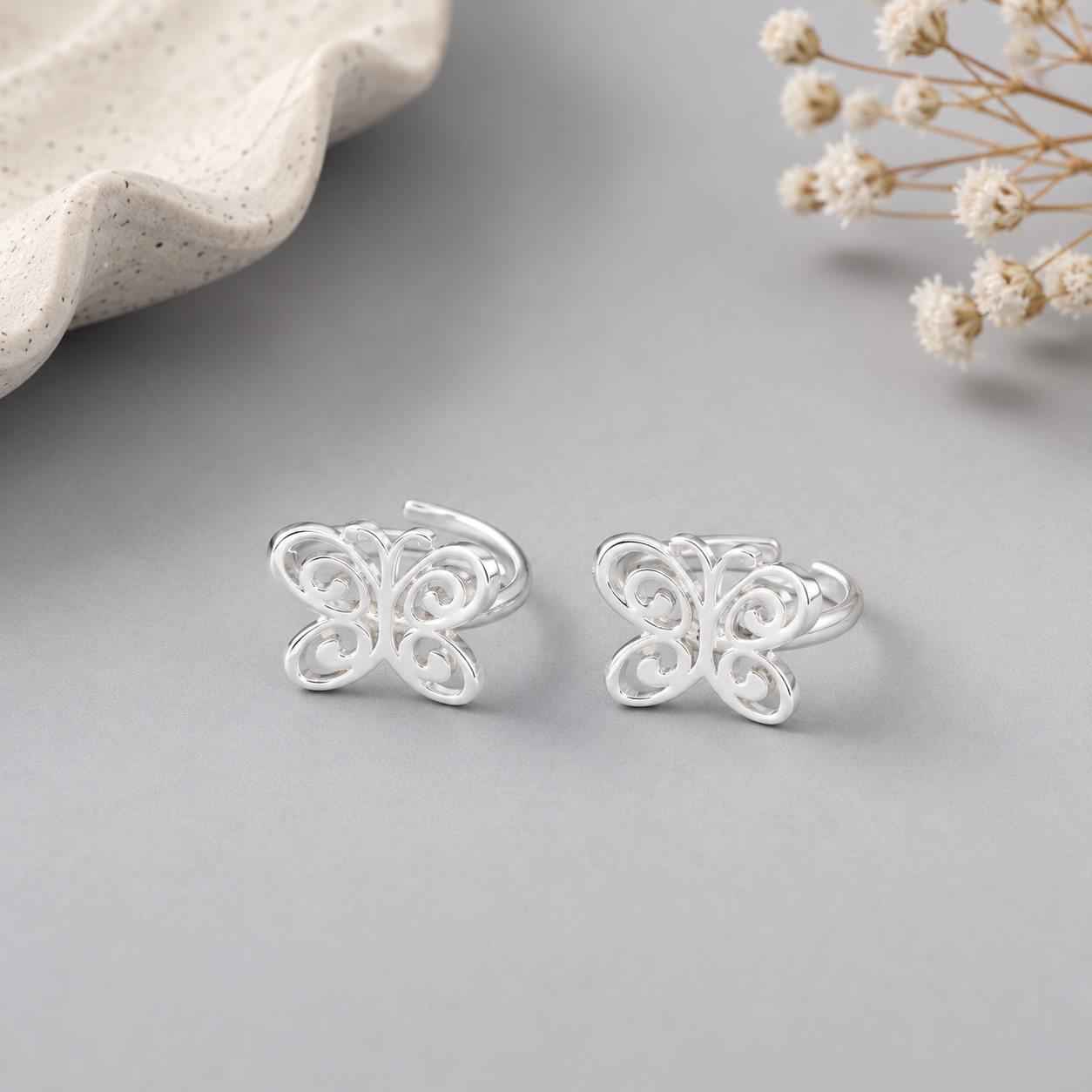 Riya Butterfly Silver Toe Rings