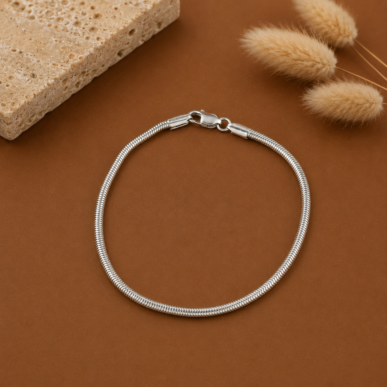 Aarav Snake Chain Silver Bracelet For Him