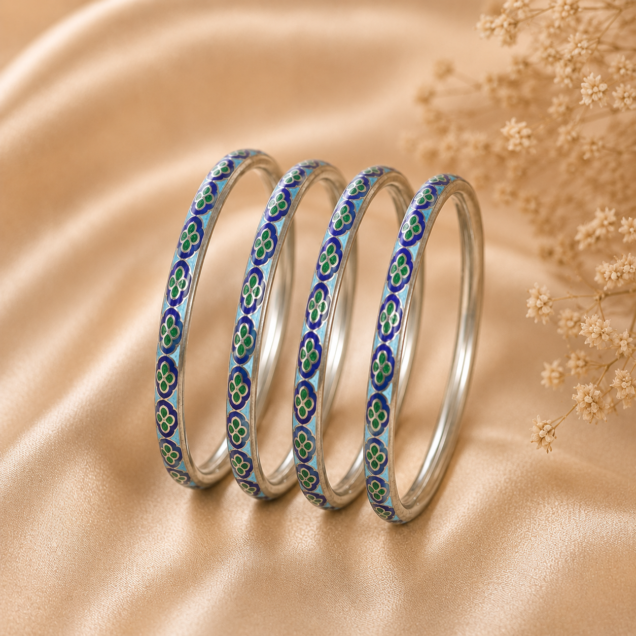 Avni Peacock Silver Bangles