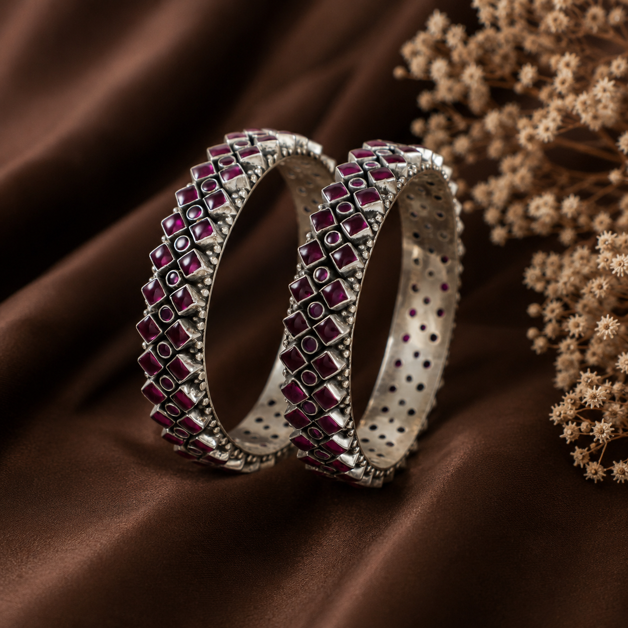 Prisha Gem Silver Bangles