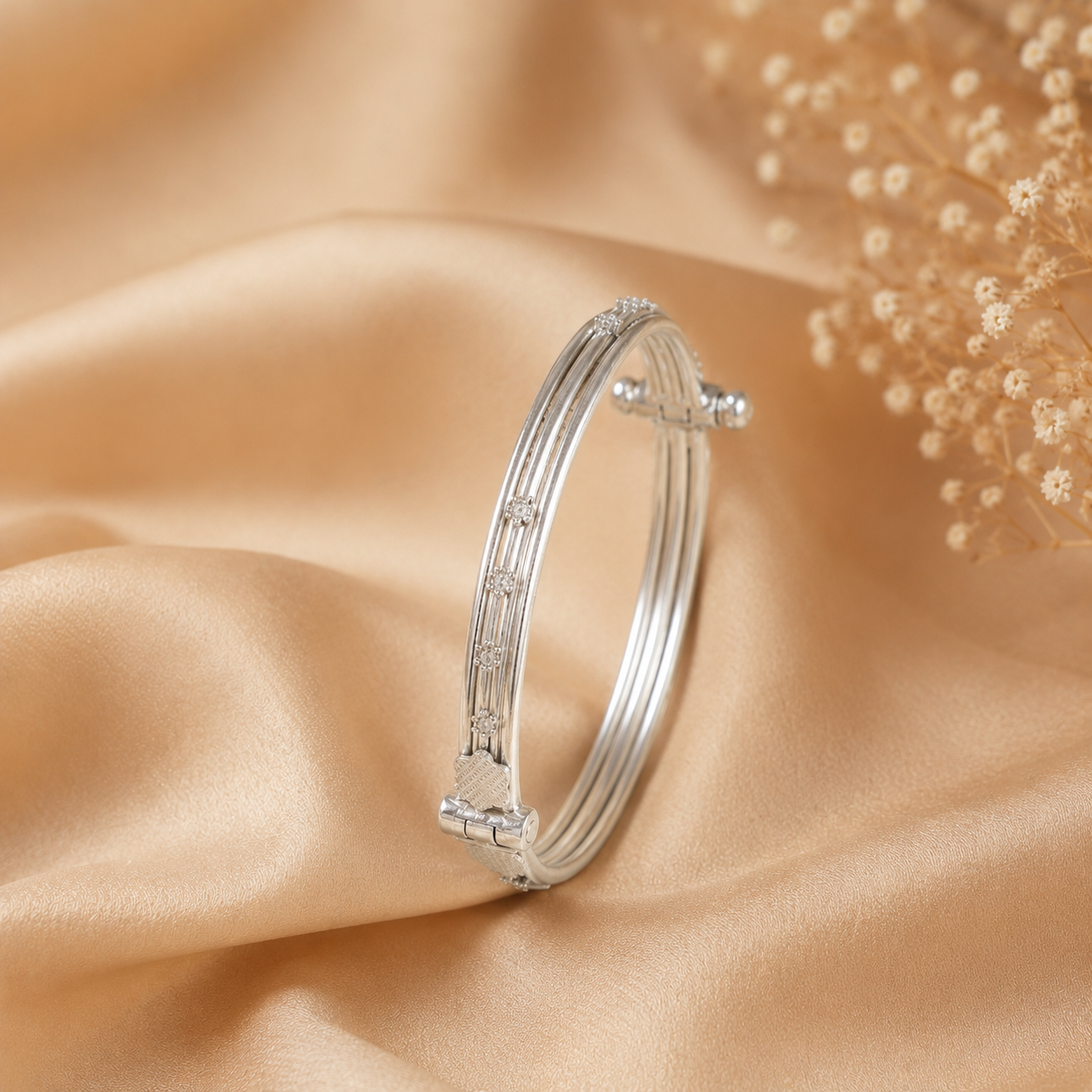 Diya Floral Grace Silver Bracelet