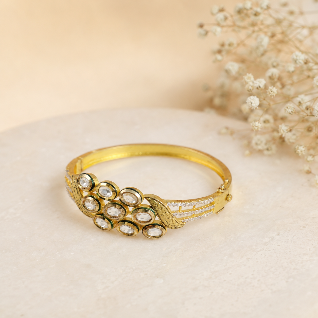 Noor Kundan Silver Bracelet