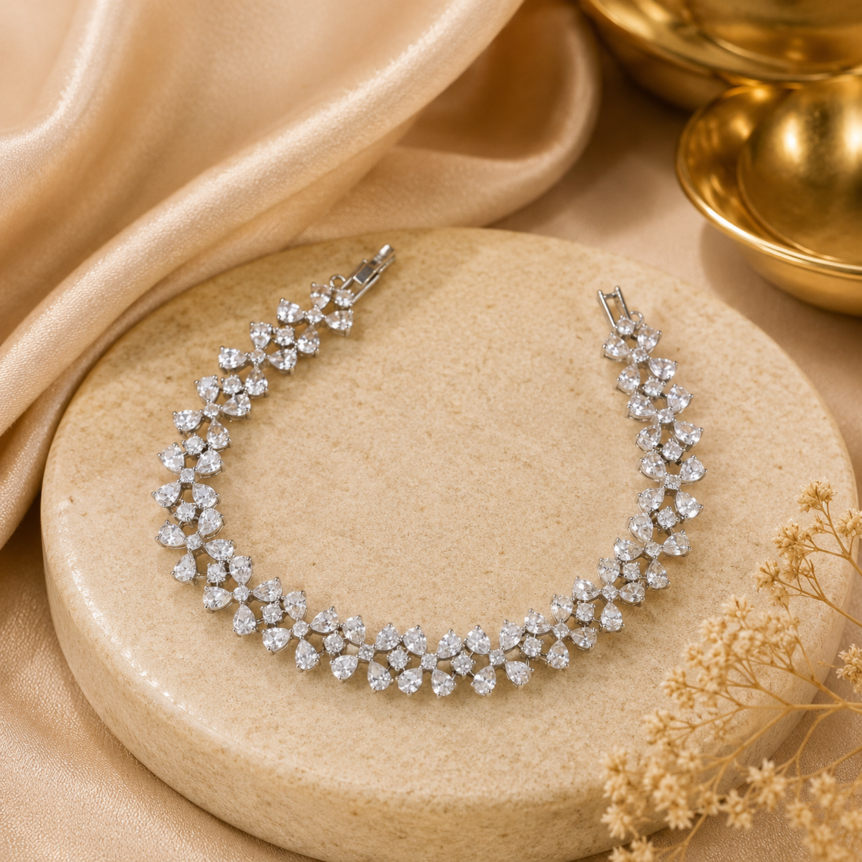 Prisha Moon Blossom Silver Bracelet