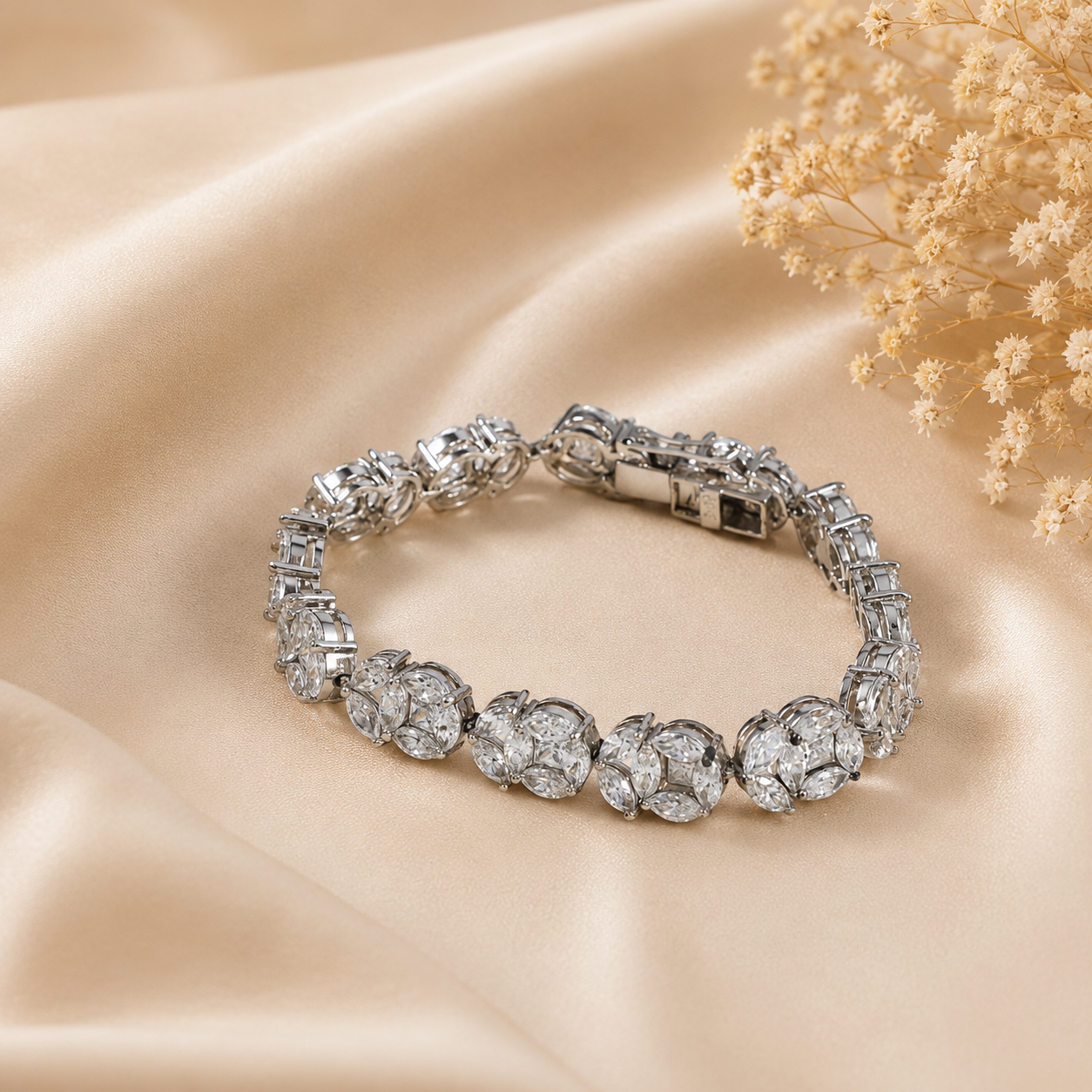 Kiyana Floral Luxe Silver Bracelet