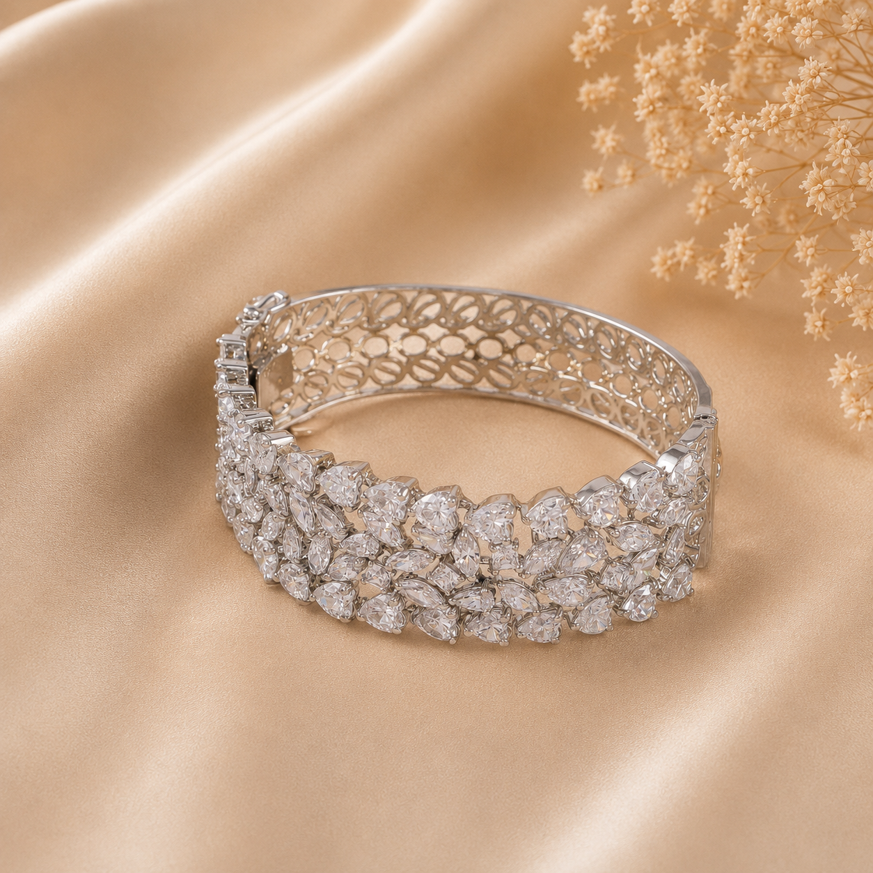 Kavya Luxe Bloom Silver Bracelet