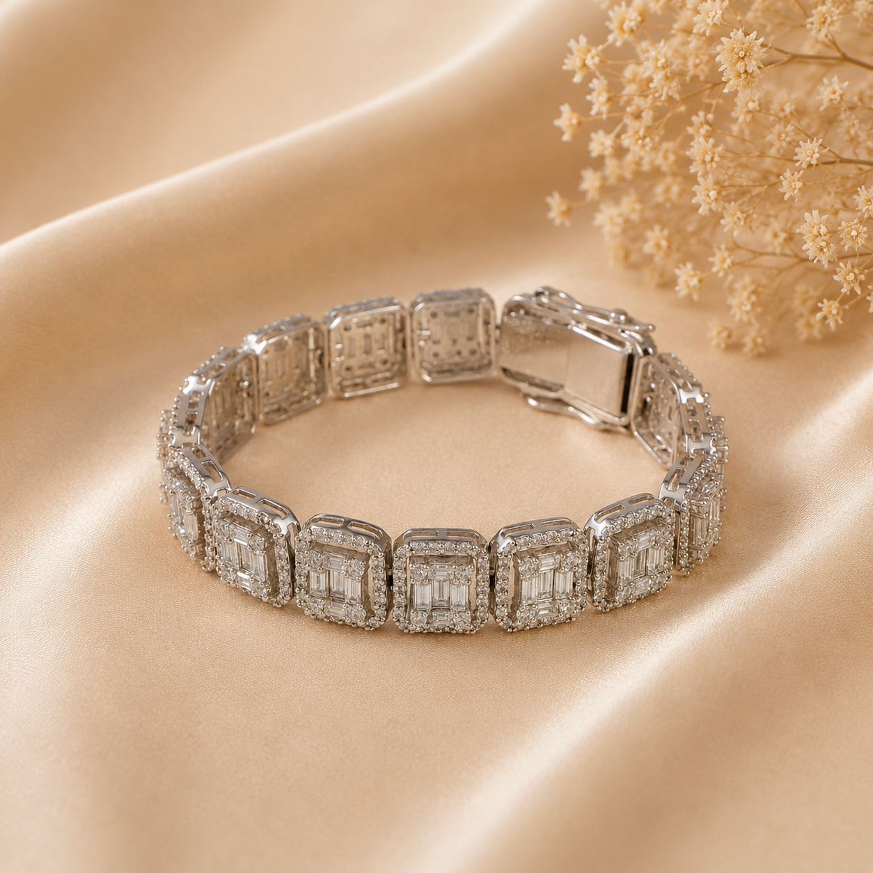 Alina Crystal Halo Silver Bracelet