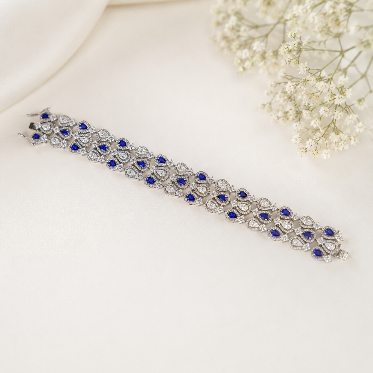 Meher Blue Charm Silver Bracelet