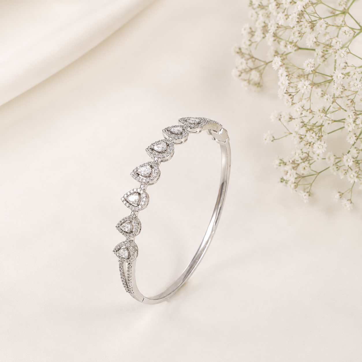Diya Teardrop Charm Silver Bracelet