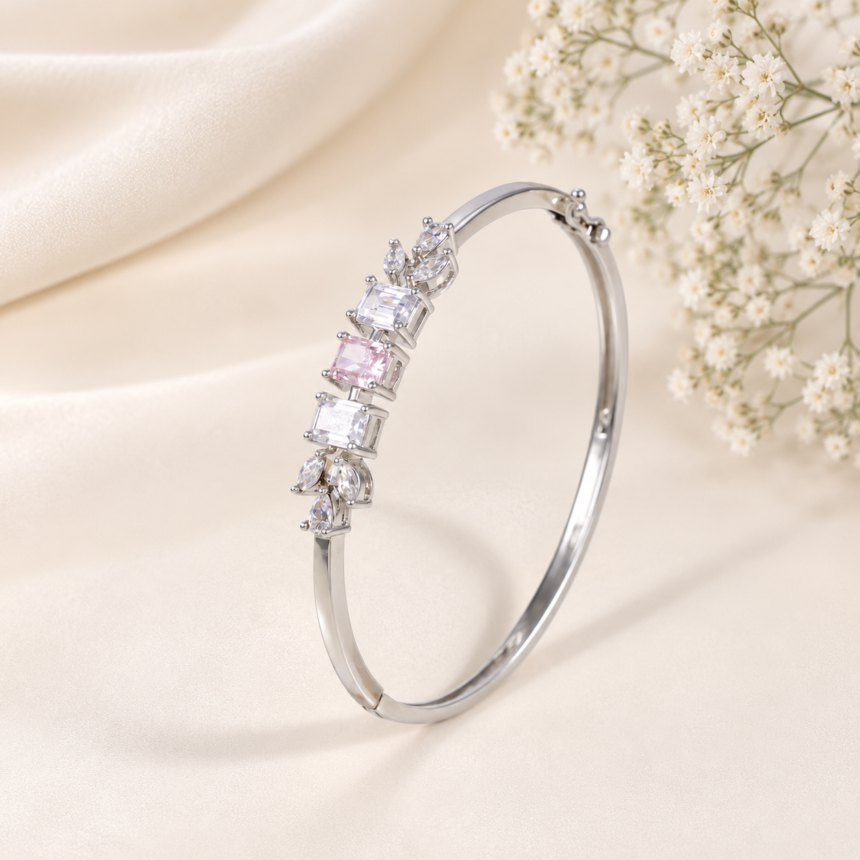 Vanya Pink Luxe Silver Bracelet