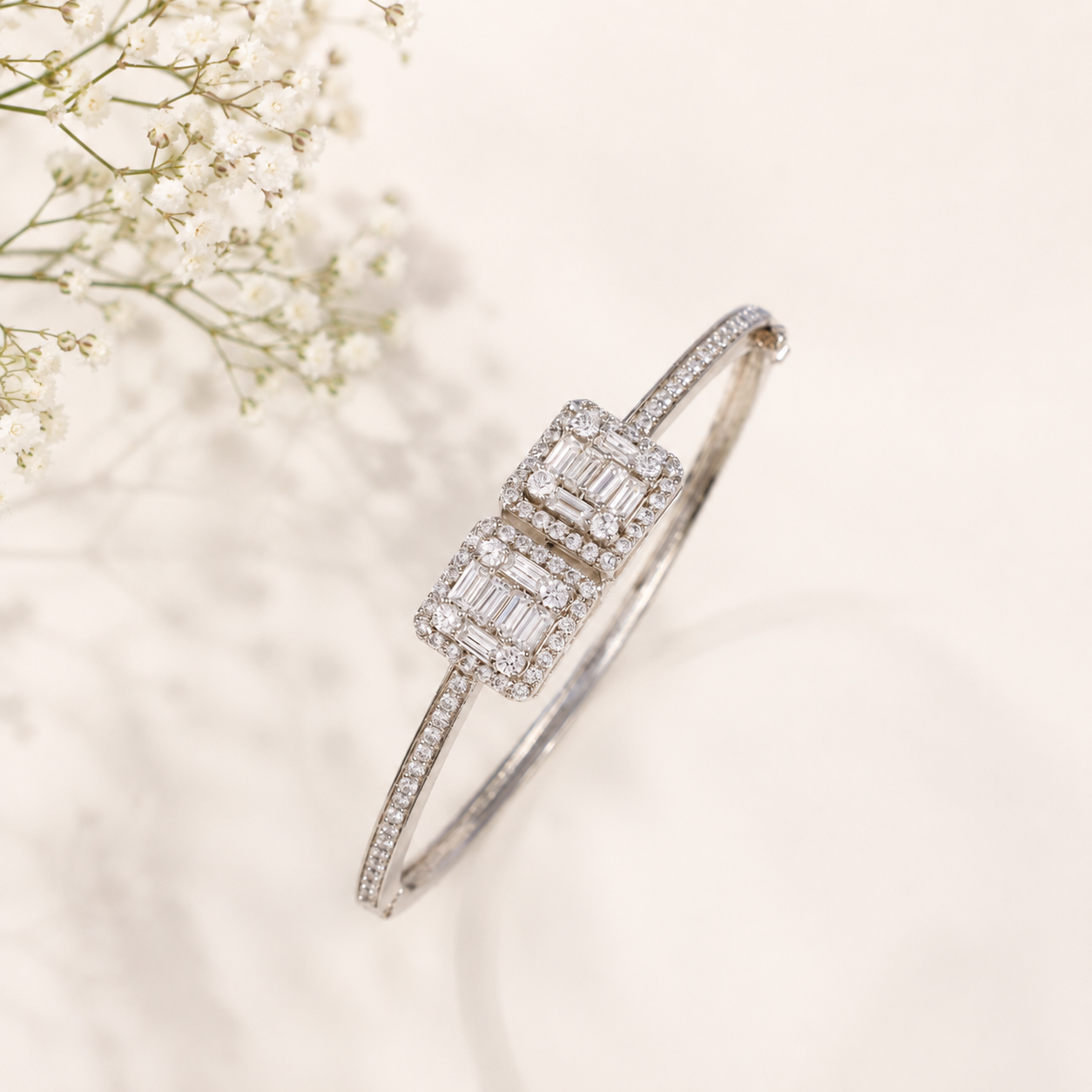 Farah Twin Halo Silver Bracelet
