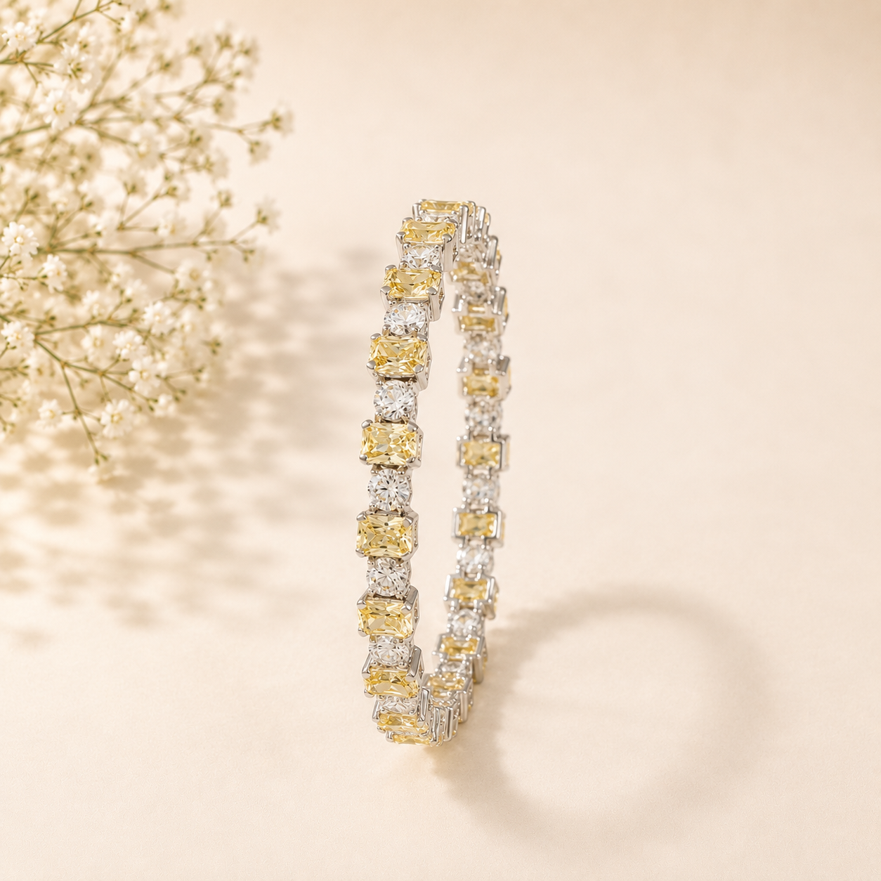 Anvika Sunshine Crystal Silver Bangle