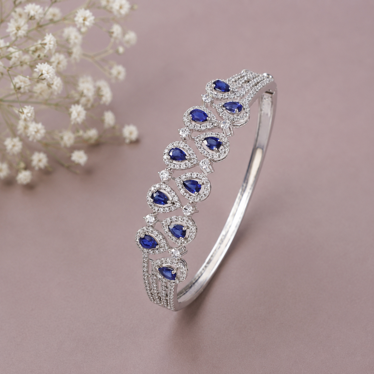 Veda Blue Blossom Silver Bracelet