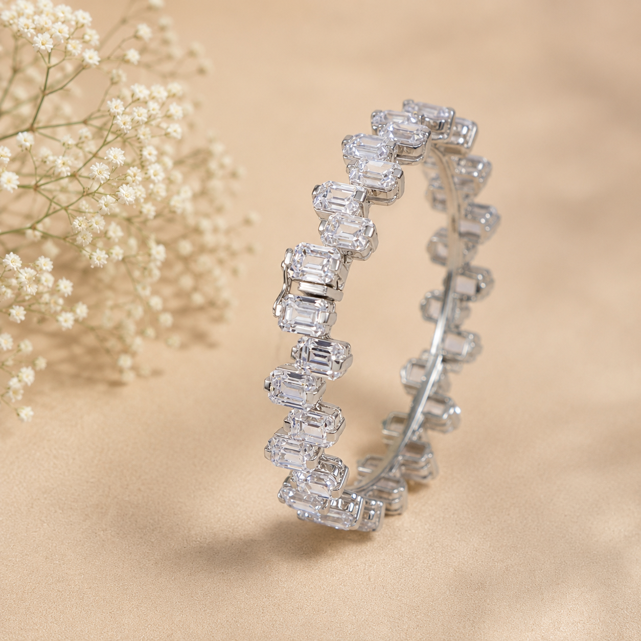 Ruhi Glacier Glow Silver Bangle