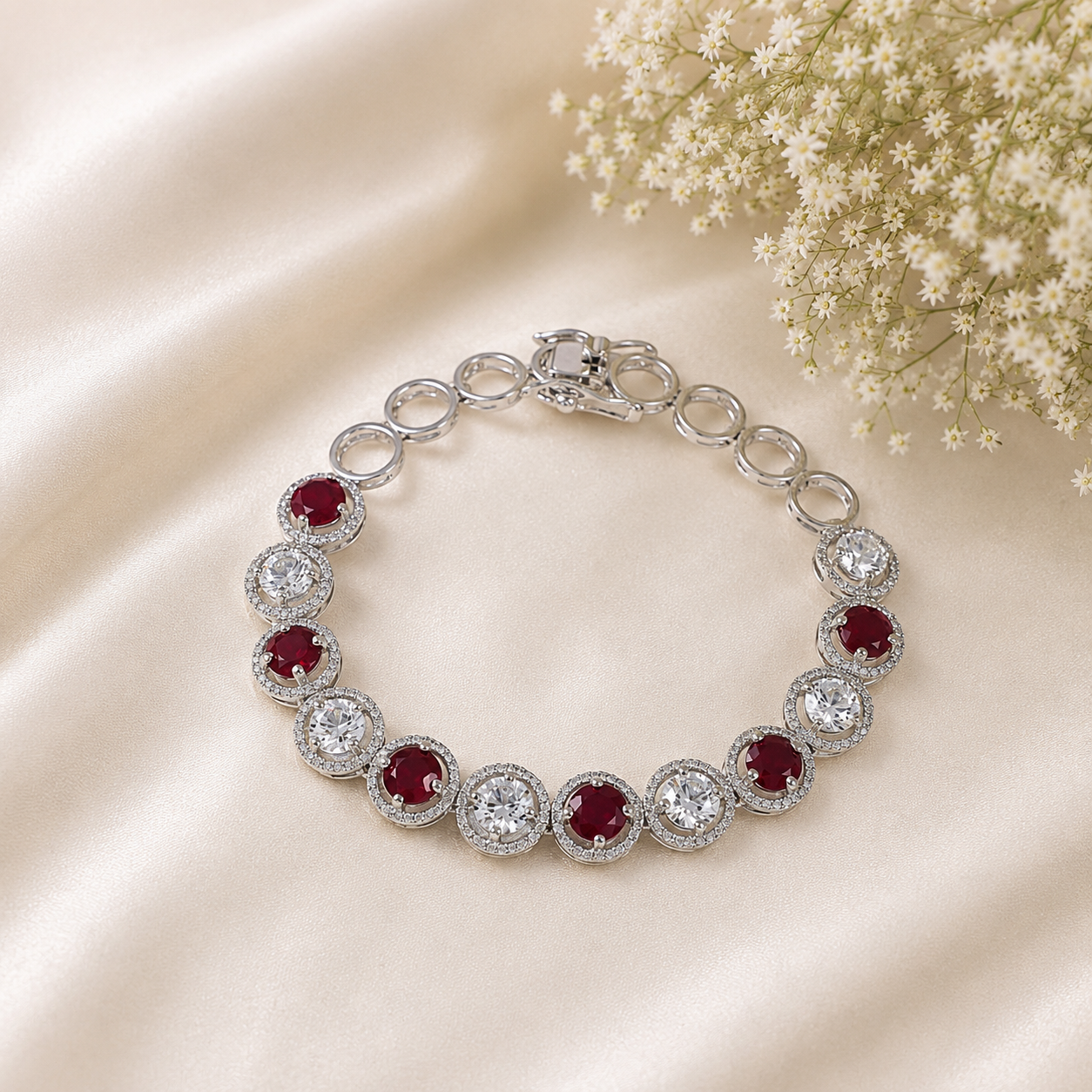 Kiara Ruby Silver Bracelet
