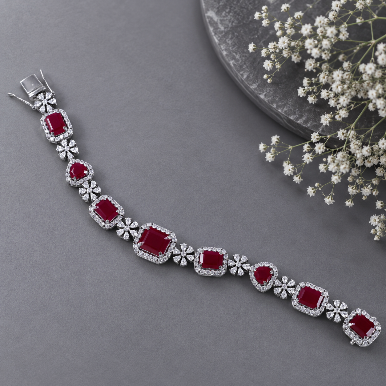 Prisha Ruby Dream Silver Bracelet