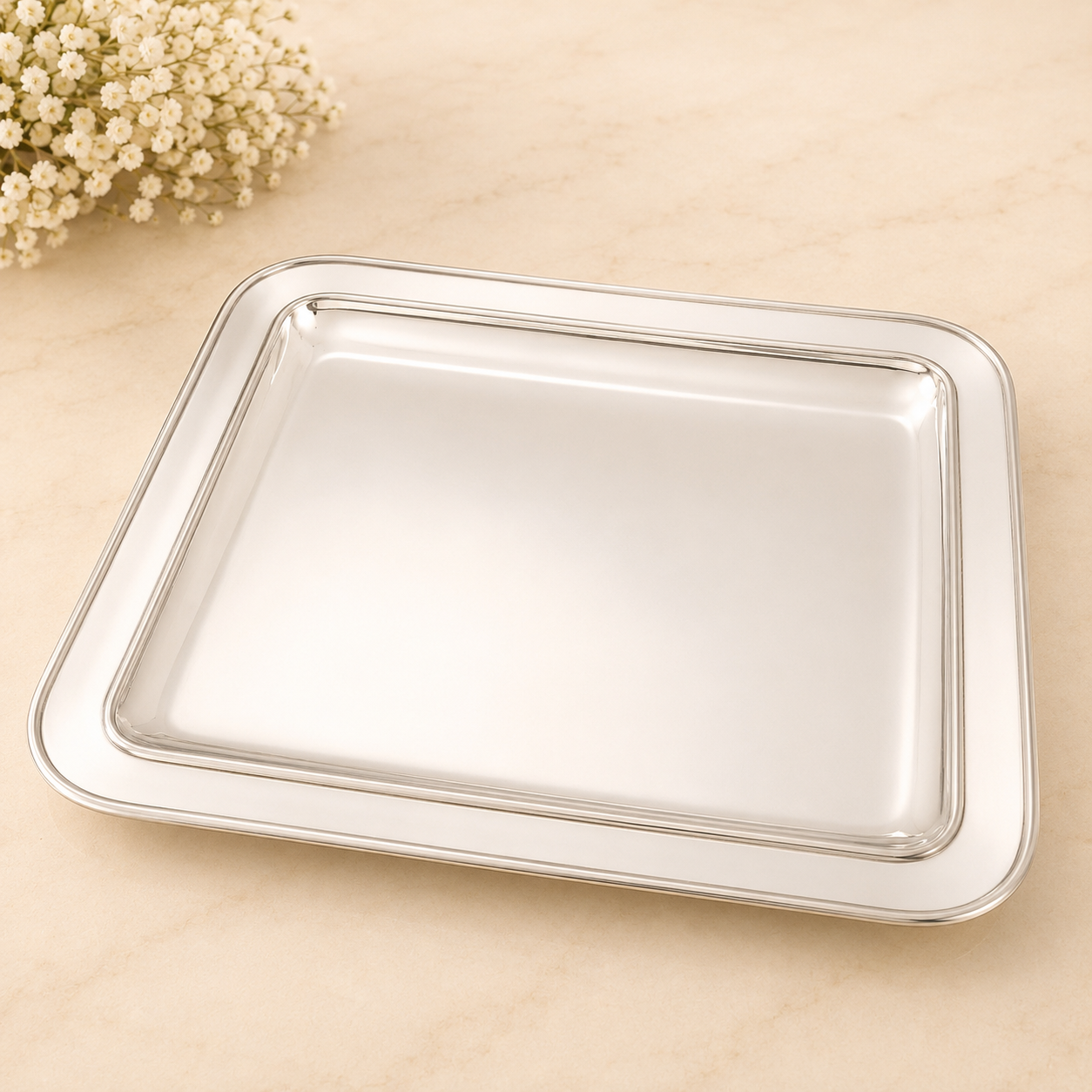 Classic Plain Silver Tray