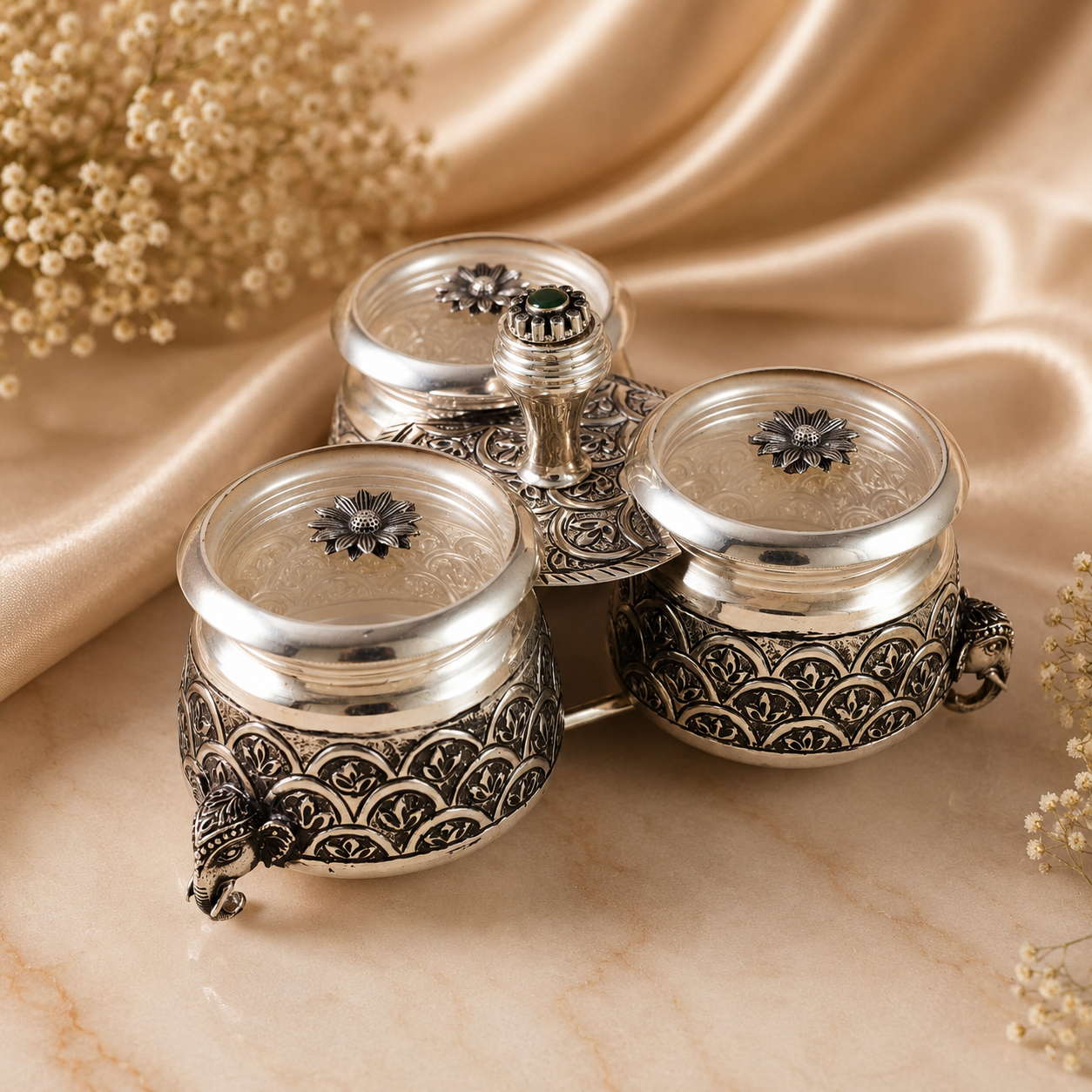 Imperial Dryfruit Silver Box Set