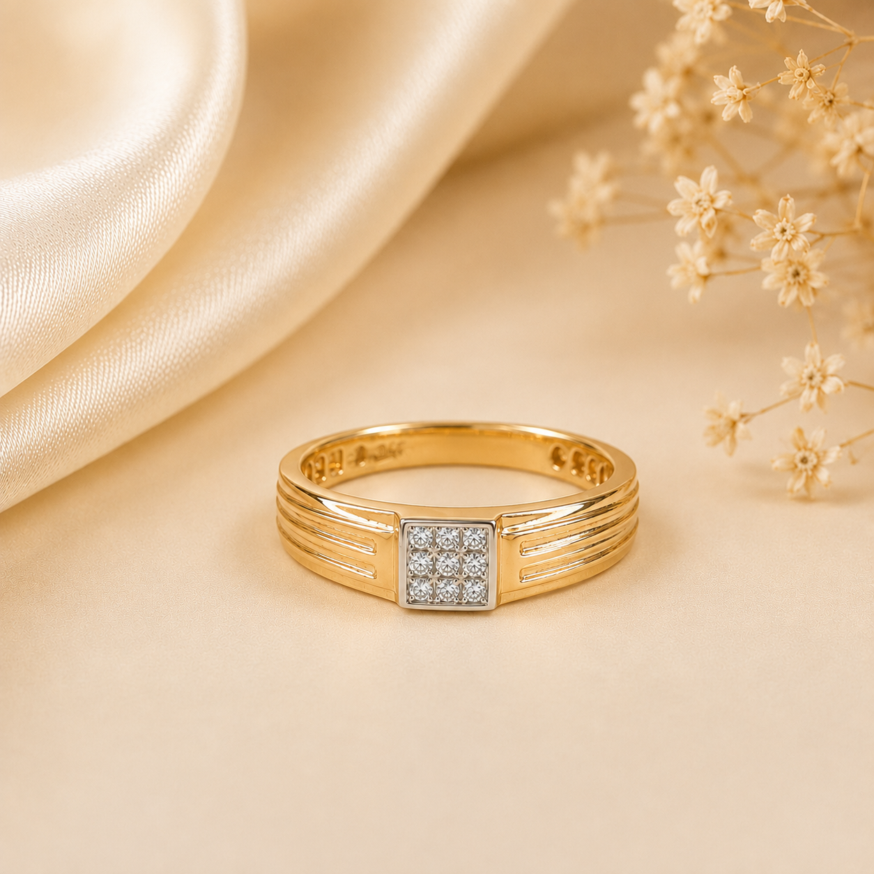 Luxe Square Diamond Ring For Him