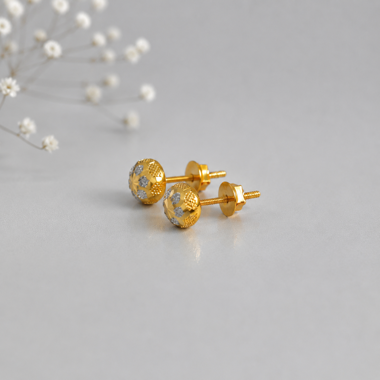 Trisha Lustrous Floral Gold Earrings