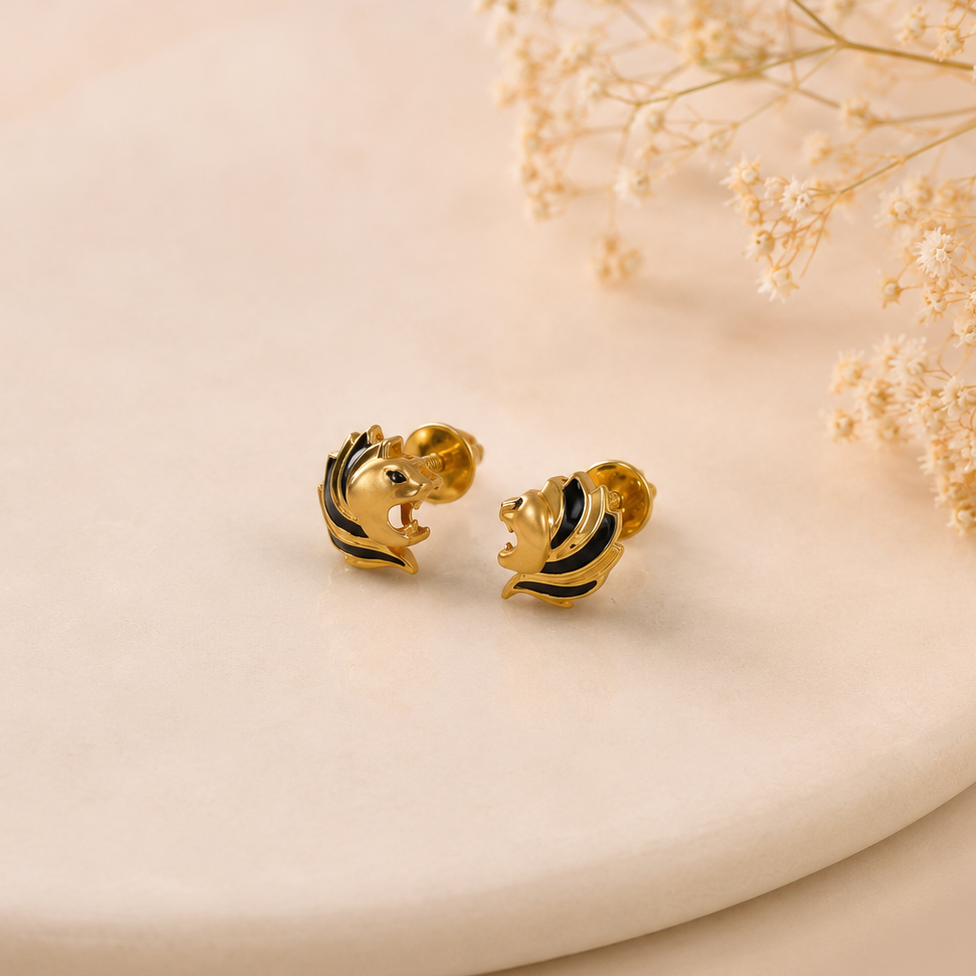 Anvika Lion King Gold Earrings