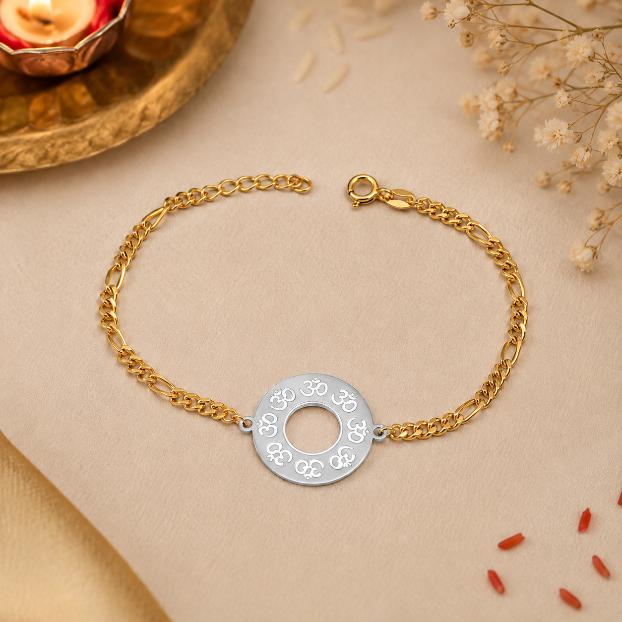 Om Aura Bracelet Silver Rakhi