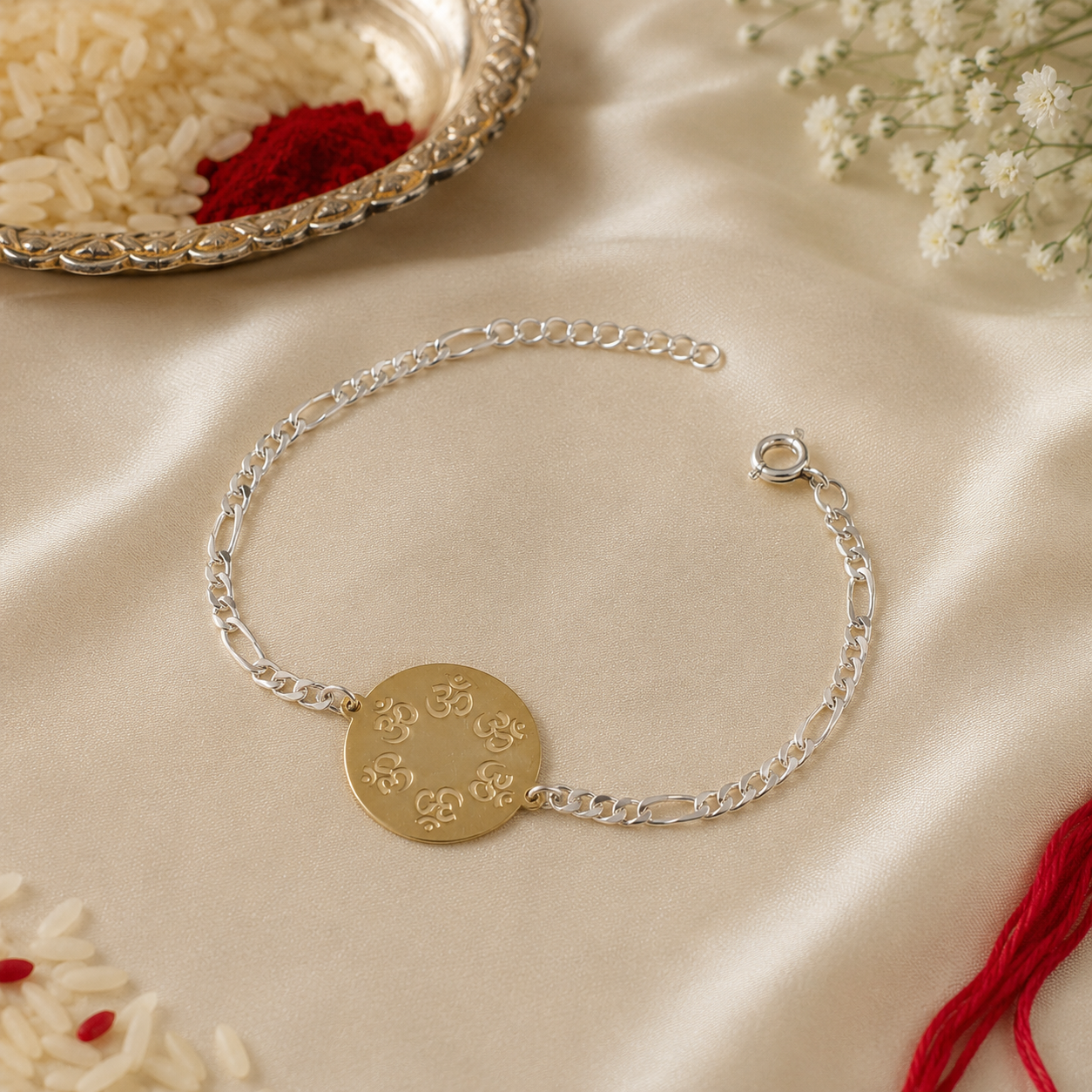 Om Disc Silver Rakhi