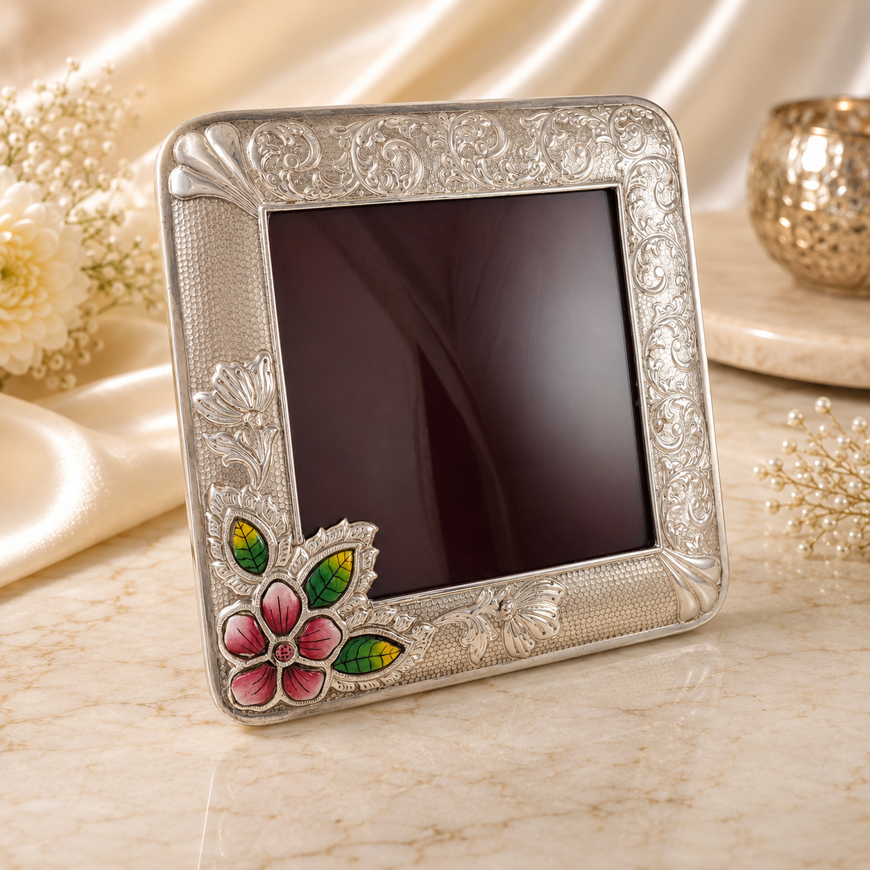Floral Elegance Frame Silver Photo Frame