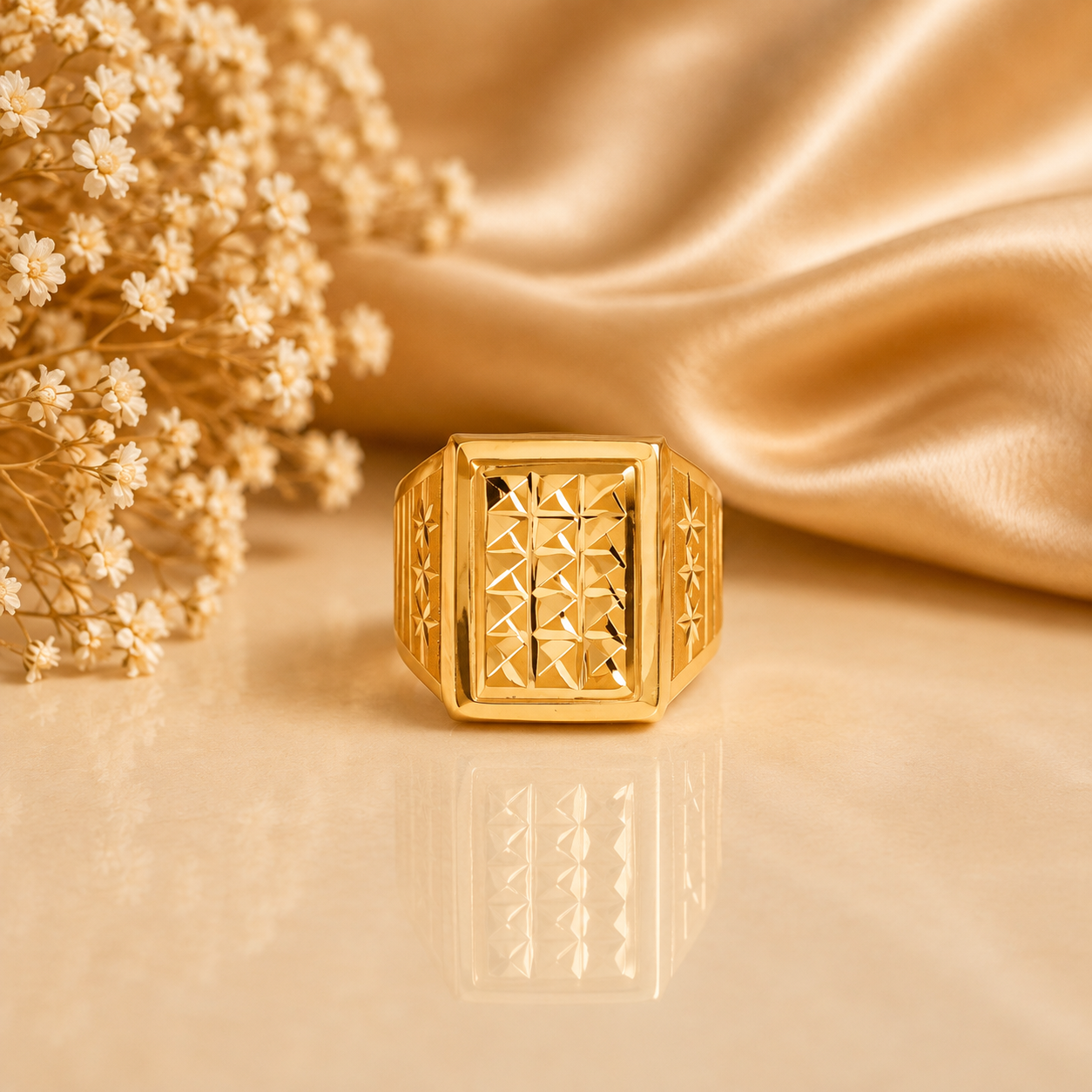 Zavian Regal Geometric Gold Ring For Him